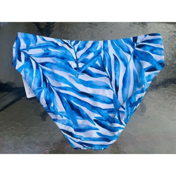 NEW Bikini Bottom Women’s 16 Tropical Escape Twist Waist Blue Tropical Print - Picture 2 of 6